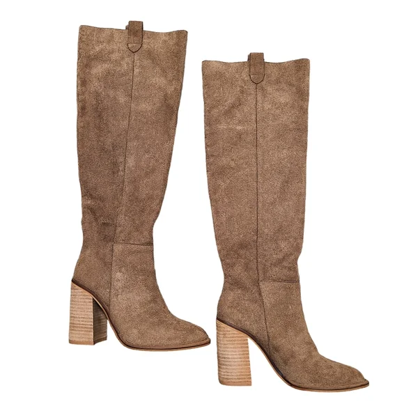 Vici Mi.iM Saint Slouch Knee Boots Camel Brown Suede - Picture 5 of 9
